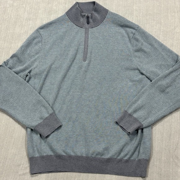 Vineyard Vines Other - Vineyard Vines Cashmere Cotton Blend 1/4 Zip Sweater Mens Large Blue Striped